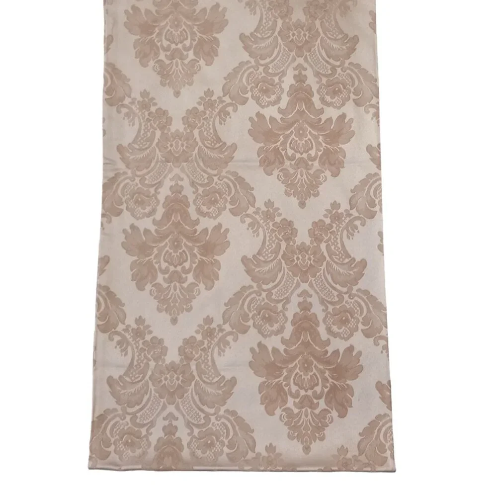 Fawn color damask jacquard table runner with tassels 16 inches W X 8 feet long